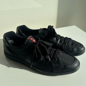 Prada Black Men's Sneakers with Red Detail